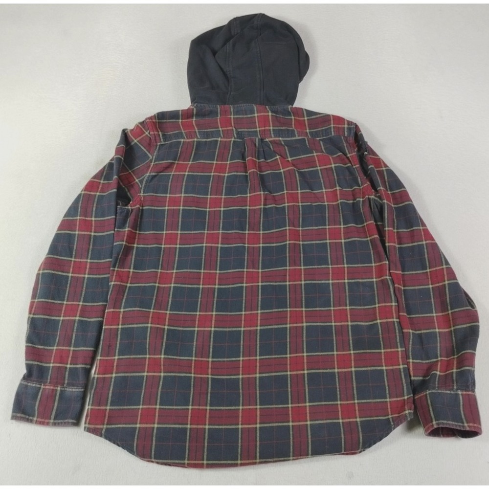 Vans Shirt Mens Medium Red Plaid Hooded Flannel Skater Skatelife Grunge Casual - Picture 2 of 14